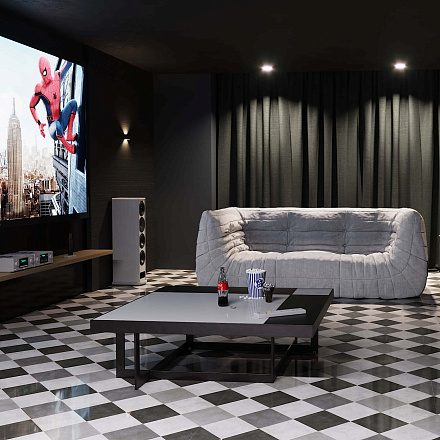 Диван ДеФранс белый в домашнем кинотеатре